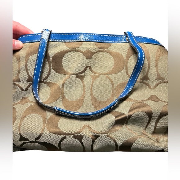 Authentic Coach Khaki & Royal Blue Caryall Bag - Picture 3 of 10